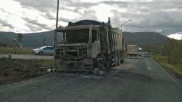 camion in fiamme fuoco sulla cicolana