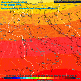 Nel modello GFS previsto per Domenica 23 Ottobre, si notano i geopotenziali in aumento un pò ovunque sul territorio Italiano con valori sui 580 / 584 DAM sulla Marsica, quindi bel tempo a parte della nuvolosità alta e stratificata, ma clima gradevole.