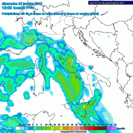 Il modello GFS mostra le precipitazioni anche sulla Marsica Domenica pomeriggio