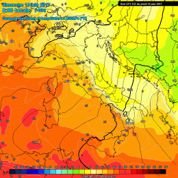 In figura la situazione ad 850 hpa prevista da GFS per Domenica mattina. Clima fresco sulla Marsica, rispetto ai giorni scorsi, ma in un contesto buono