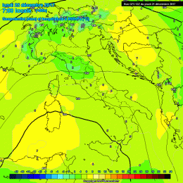 In figura la situazione ad 850 hpa proposta da GFS. Giornata non fredda e con cielo sereno o poco nuvoloso.